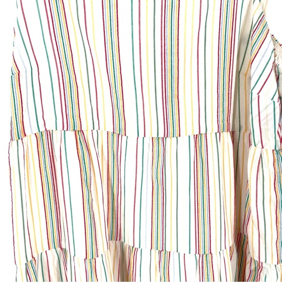 MADEWELL Button-Back Tiered Textural Rainbow Stripe Sun Summer Casual Dress - Picture 6 of 9